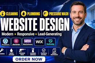 design cleaning supply website, plumbing website,  pressure wash website