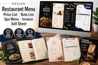 design restaurant menu price list rate list sell sheet spa menu invoice design