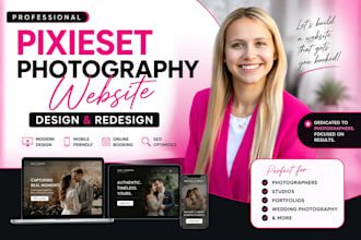 design an attractive pixieset website, photography website, squarespace