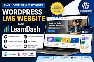 develop and customize wordpress lms website with learndash