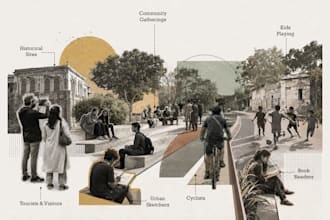 do architectural visualization on photoshop in collage style