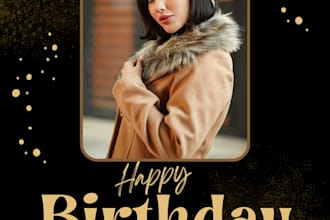 design custom happy birthday poster card with your picture