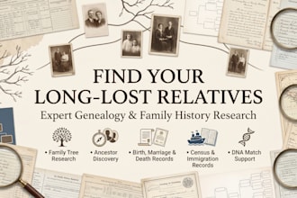 find your long, lost relatives, I do expert genealogy research
