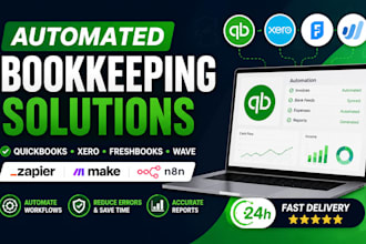 build automated quickbooks xero freshbooks wave bookkeeping via zapier make n8n