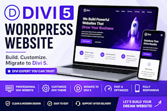 build professional divi website, customize divi theme and migrate to divi 5