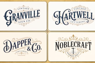 design custom vintage hand lettering and victorian logo