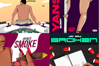 draw a custom cartoon album cover art