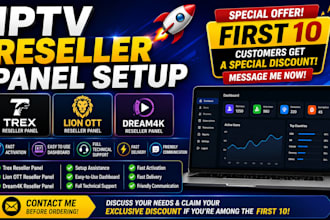 generate reseller panel with trex, lion ott, dream4k with full technical support