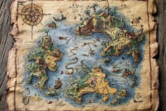 draw a detailed hand drawn fantasy map