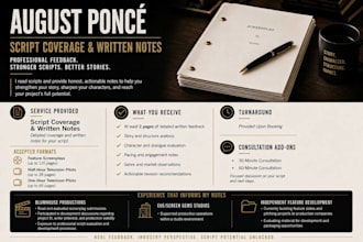 read your film or television screenplay and provide coverage