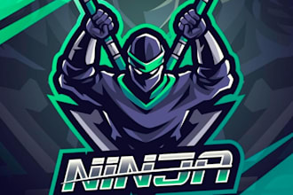 create awesome wall mural ninja raven mascot logo design for unlimited revision