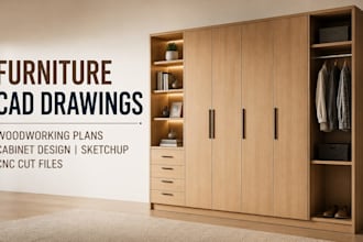 funiture cad drawing, woodworking plans, cabinet design, sketchup cnc cut files