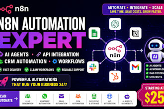build n8n ai agent automation workflow, custom ai agents and n8n automation