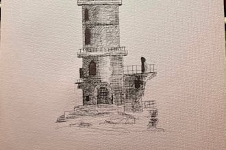 detailed architectural sketch drawing