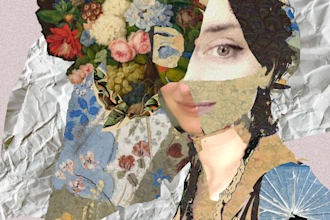 create a custom surreal digital collage portrait