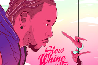 draw a catcy cartoon album cover art