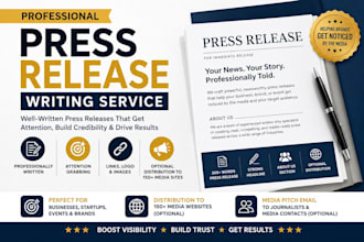 write a professional press release for your business, brand, or event
