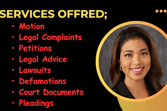 draft legal motions, petitions, documents, responses, complaints and lawsuits