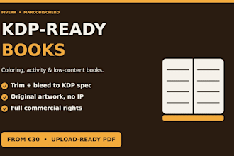 create a kdp ready coloring or low content book interior and cover