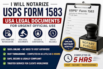 notarize usps form 1583, USA legal documents for urgent official use in 5hrs