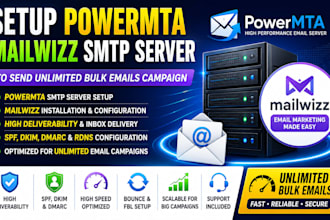 setup powermta mailwizz smtp server to send unlimited bulk emails campaign