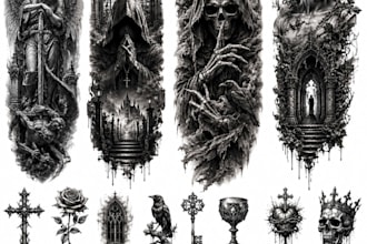 create a high detailed tattoo stencil with your own ideas