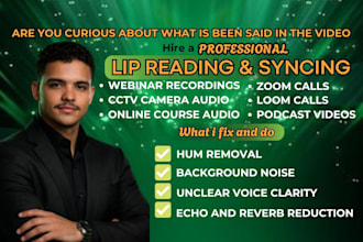 lip read, lip sync and fix audio video synchronization with transcription report