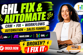setup gohighlevel CRM automation fix workflows n8n make com sales funnel
