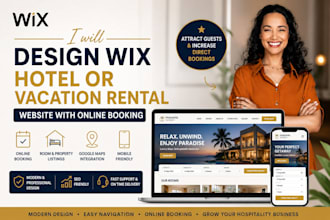 design wix hotel wix vacation rental website with online booking