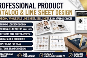 design lookbook, wholesale line sheet, one sheet sell sheet, b2b catalog design