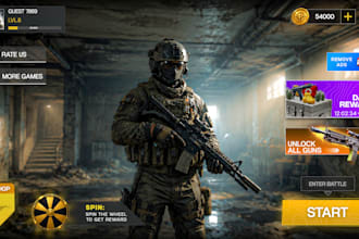 create mobile game ui ux design 3d games UI ux graphics game design 2d