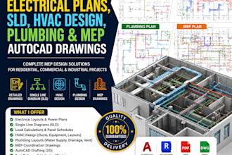 design electrical plans, sld, hvac design, plumbing and mep autocad drawings