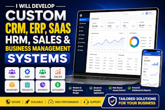 build CRM erp hrm saas online portal and admin dashboard