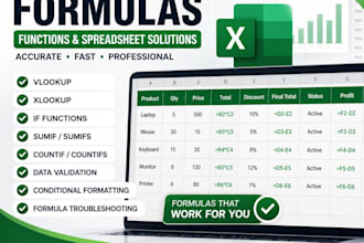 create excel formulas, functions and automate spreadsheets