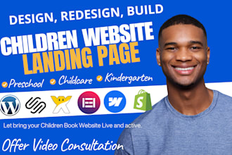 design children website, daycare kindergarten preschool website, author website