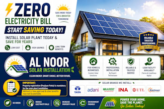 design professional solar energy, poster, and social media
