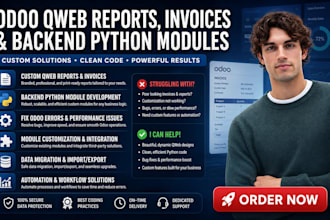 design custom odoo qweb reports invoices and backend python modules