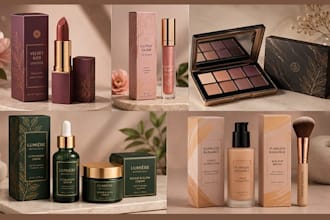 create luxury cosmetic packaging design with dieline and 3d mockup