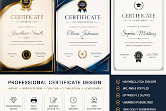 design an elegant appreciation and award certificate