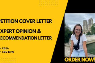 draft cover letter, expert opinion letter for eb1a and eb2 niw