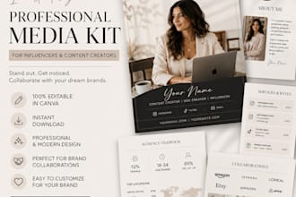 design a professional media kit, press kit, and rate card