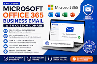 setup microsoft,office 365 business email with custom domain