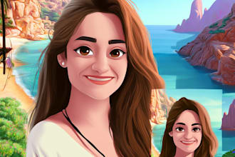 draw your portrait in charming disney animation style