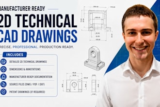 create a professional technical drawing and 2d cad drawing for manufacturing