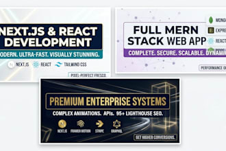 a high performance mern stack or next js website with premium animations