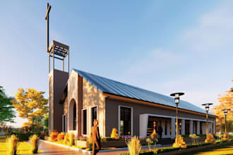 design realistic 3d church, cathedral, chapel and worship center