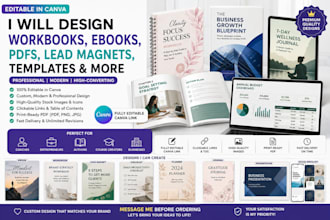 l design editable canva workbook, ebook, PDF, logo, spreadsheet and templates