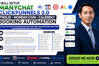 setup manychat clickfunnels 2 0 twillo mondaycom calendly booking automation