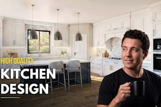 create photorealistic kitchen 3d rendering and kitchen design proposals