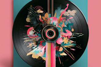 create collage retro album cover art design